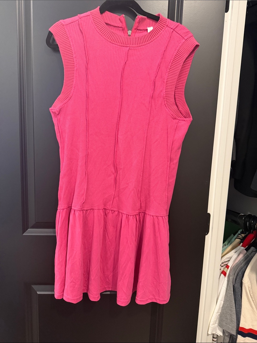 Sleeveless Ribbed Drop-Waist dress large